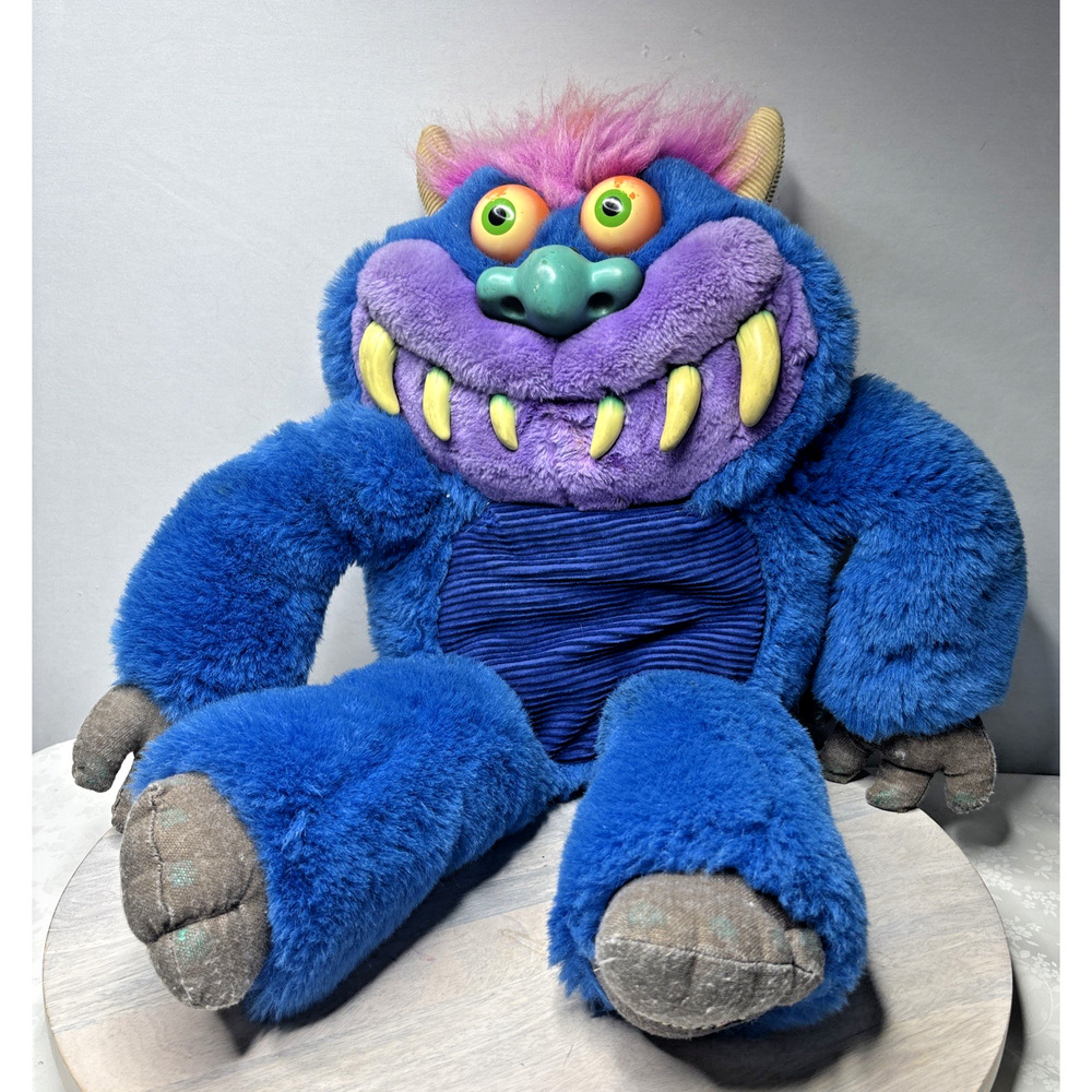 2001 ToyMax My Pet Monster Plush – Blue & Purple Furry Toy DNW
